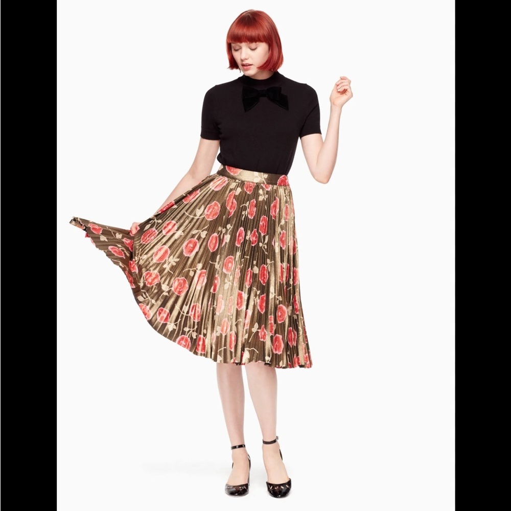 Kate Spade Skirt the Rules Pleated Hazy Rose Metallic Skirt Size 2